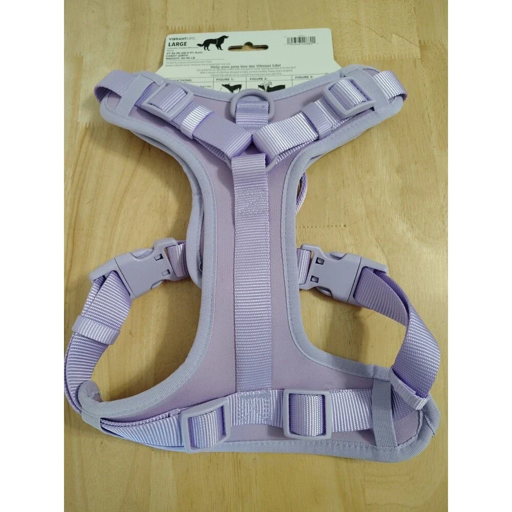Vibrant Life Comfort Dog Harness Size Large Lavender No Pull Design New 50-90 Lb